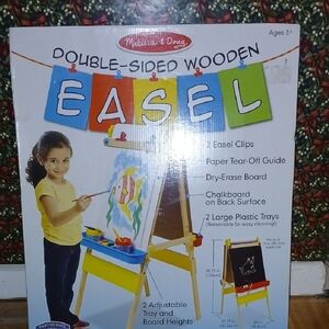 Melissa & Doug Double-Sided Wooden Easel with Colorful Panels